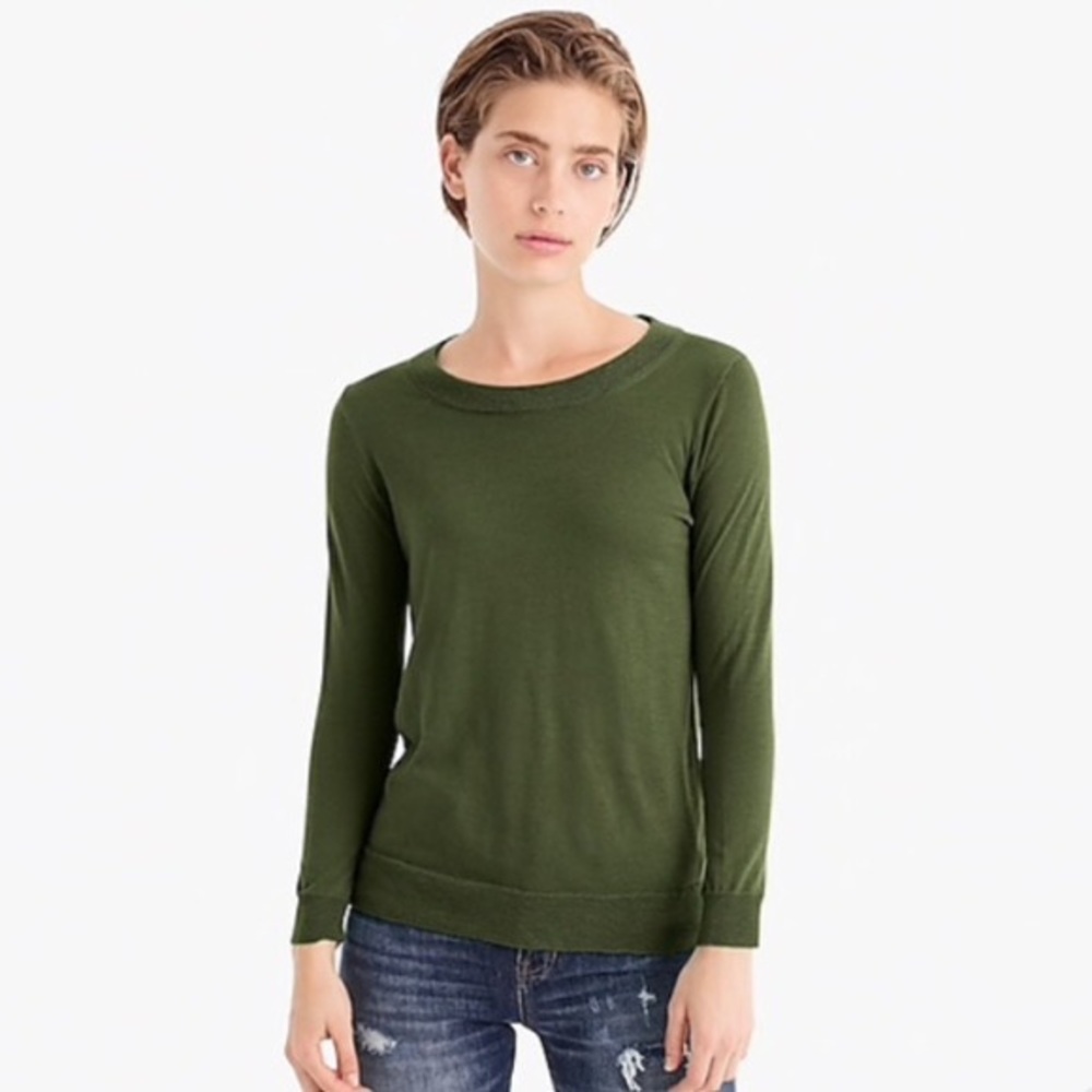 J. Crew Merino Wool Tippi Sweater Olive (“Seaweed”) E1277